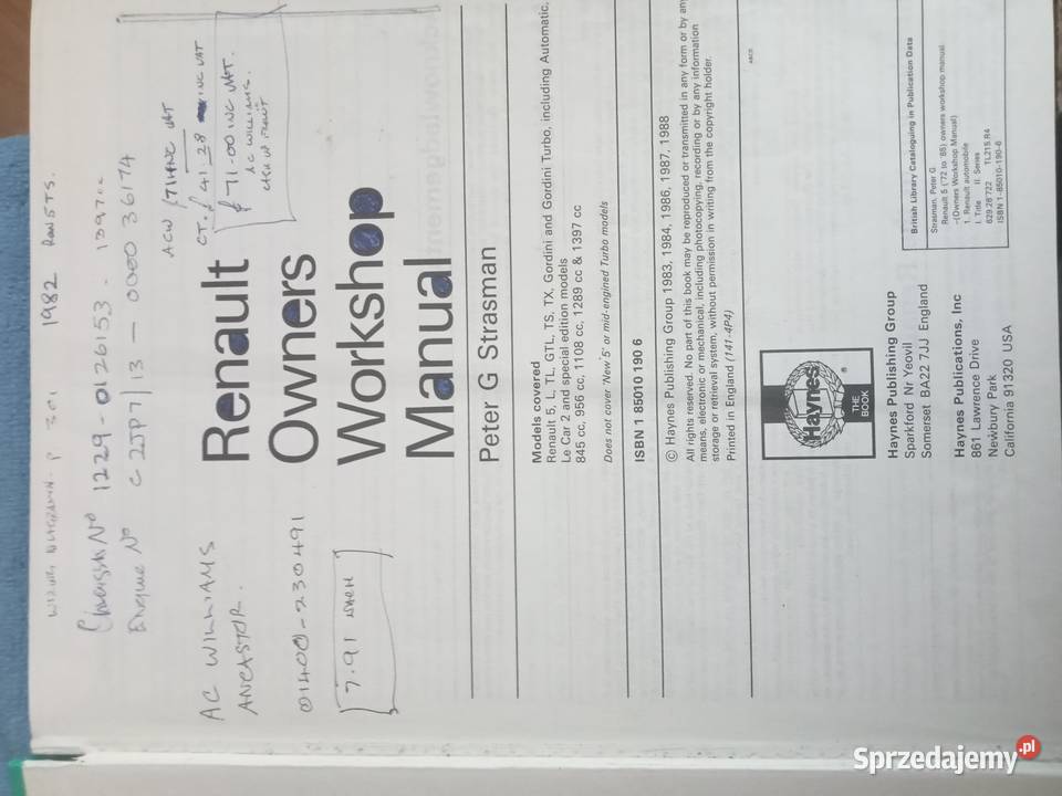 renault 5 instrukcja obsługi naprawy samochodu motoryzacja, transport Kultura i Rozrywka Nowy Tomyśl