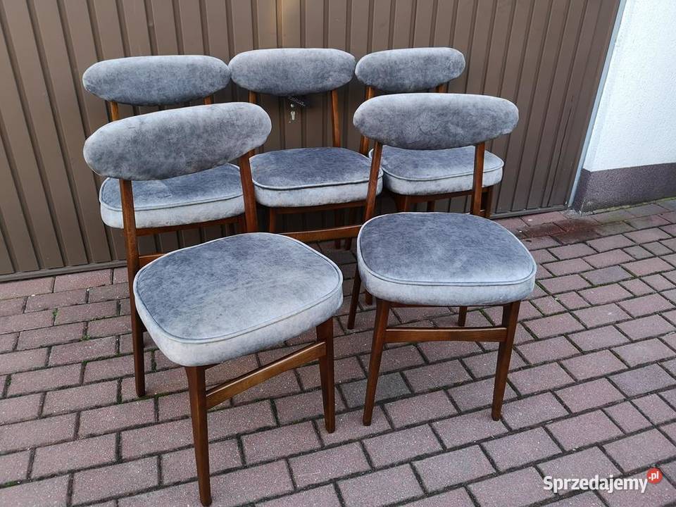 Krzesła PRL Hałas Stare Komplet 5 Sztuk Swarzędz