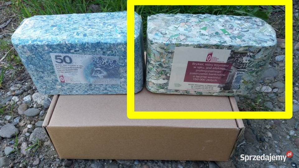 Brykiet z banknotów 100 zniszczone 150000 Tarnów