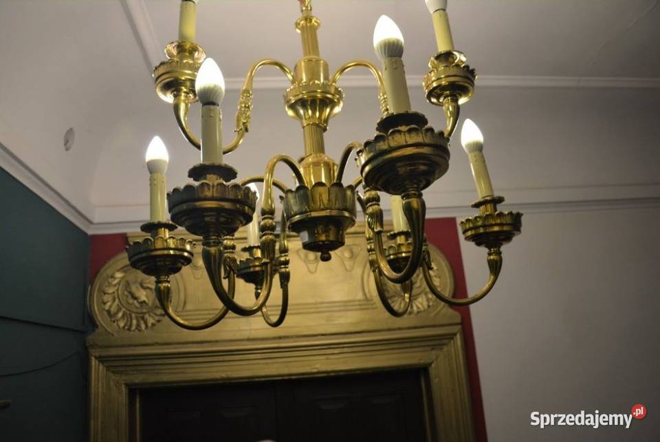 Lampa wisząca mosiężna 10 ramienna ANTYK Kraków