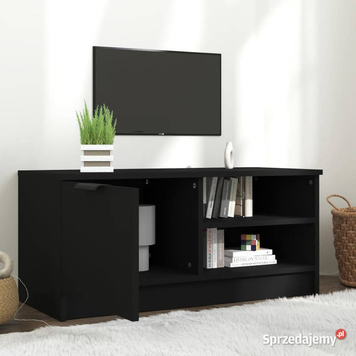 Szafka pod TV czarna 80x35x365 materiał