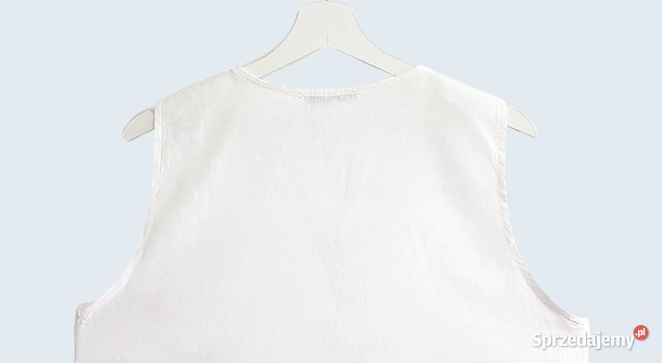 Damska bluzka biała len na szerokich ramiączkach Rozmiar 42(XL) Chrzanów