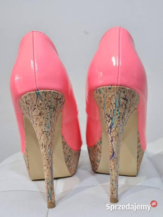 Neonowe szpilki 37 peep toe na platformie małopolskie Kraków