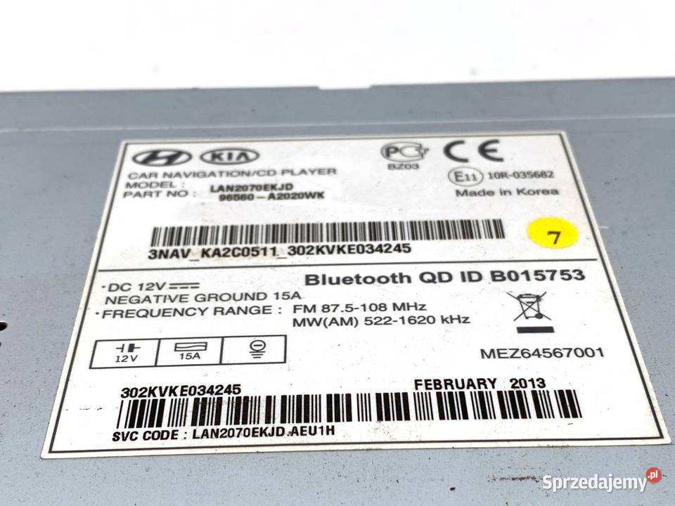 RADIO KIA CEED 96560A2020WK 1218 ODTWARZACZ osobowe