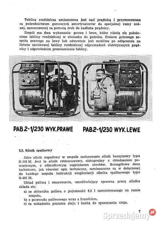 instrukcja obsługi agregatu pab 21230 Stalowa Wola sprzedam