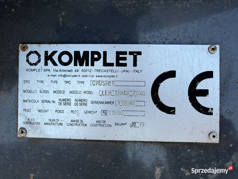 Kruszarka szczękowa Komplet Lem Track 7040 Zator