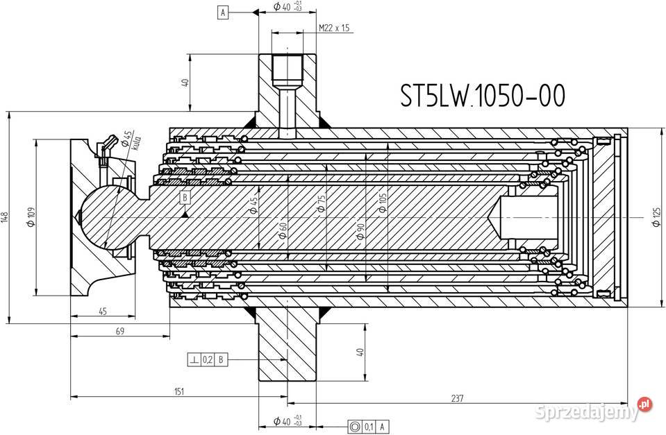 MOCNY Siłownik Hydrauliczny ST5 1050 mm Z Solec Kujawski
