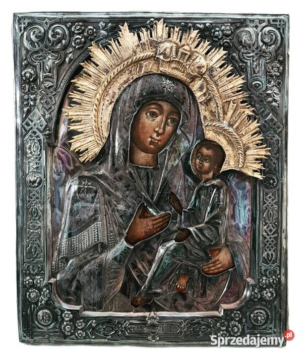 Ikona Matka Boża Tychwińska srebro 0358 Warszawa