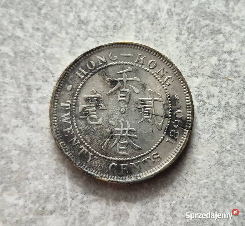 131 HONGKONG srebro 20 Centów 1890 r Kolekcje Wola Kruszyńska