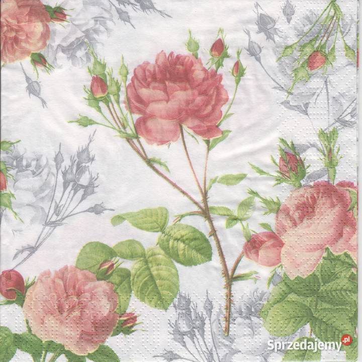 Dekupaż decoupage serwetki kwiaty róże ostróżka sprzedam