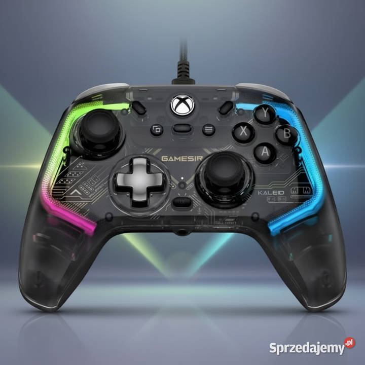 Przezroczysty przewodowy kontroler Xbox RGB z Mrągowo