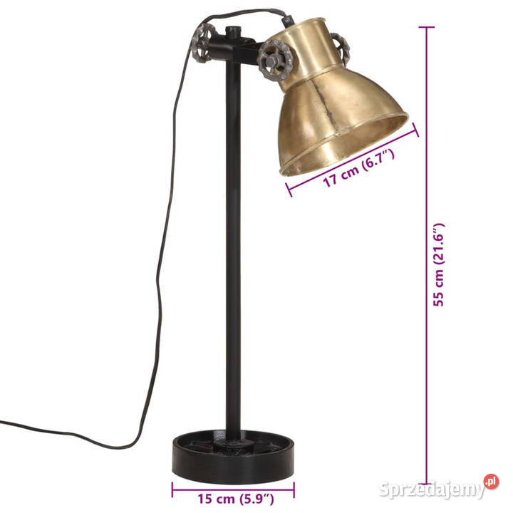 Lampa stołowa 25 W antyczny mosiądz 15x15x55 E27