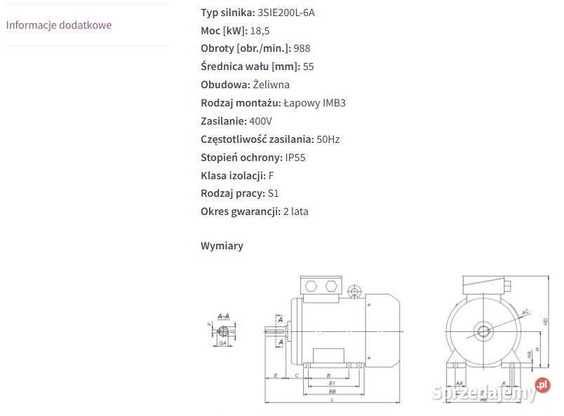 SILNIK łapowy elektryczny NOWY 185kW 988 obrotów podlaskie Białystok sprzedam