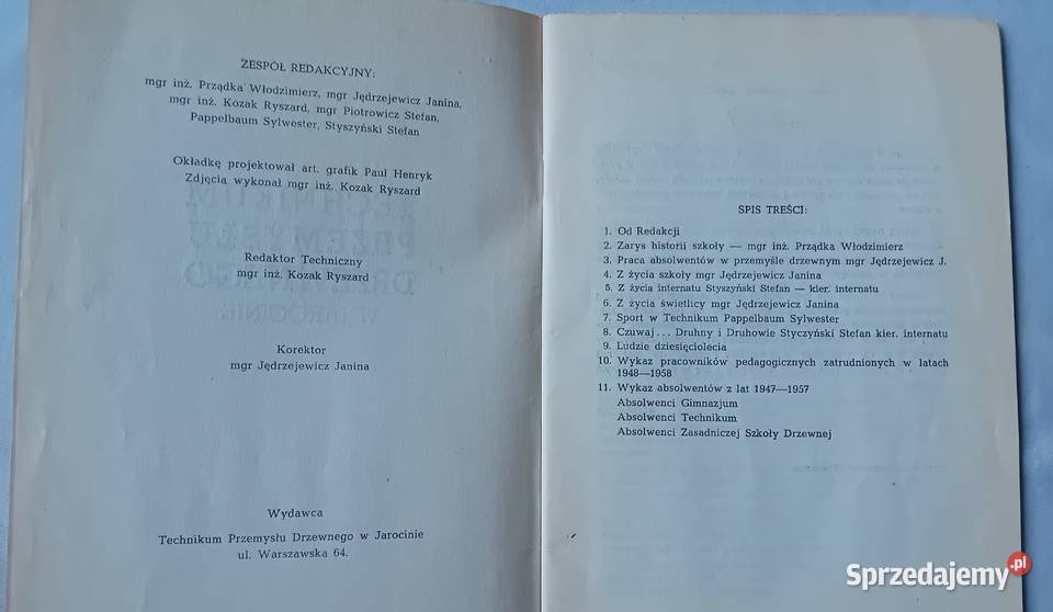 Broszura X lat Technikum Przemysłu Drzewnego w Antykwariat