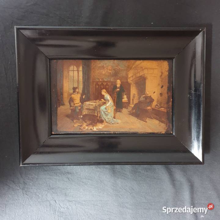 Obraz rosyjski ręcznie malowany antyk Szachy na Warszawa