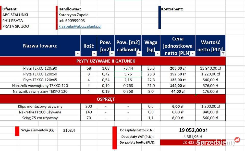 Szalunki 80m2 TEKKO minibox pionbox używane 2 Kraków