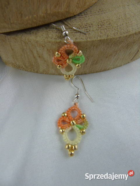 Kolczyki frywolitkowe różne wzory i kolory Wiśniowa