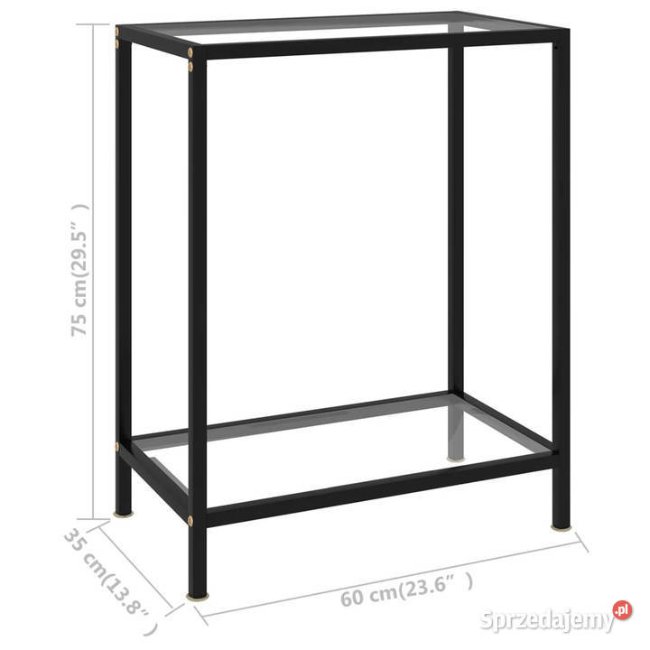 Stolik konsolowy przezroczysty 60x35x75 szkło Warszawa