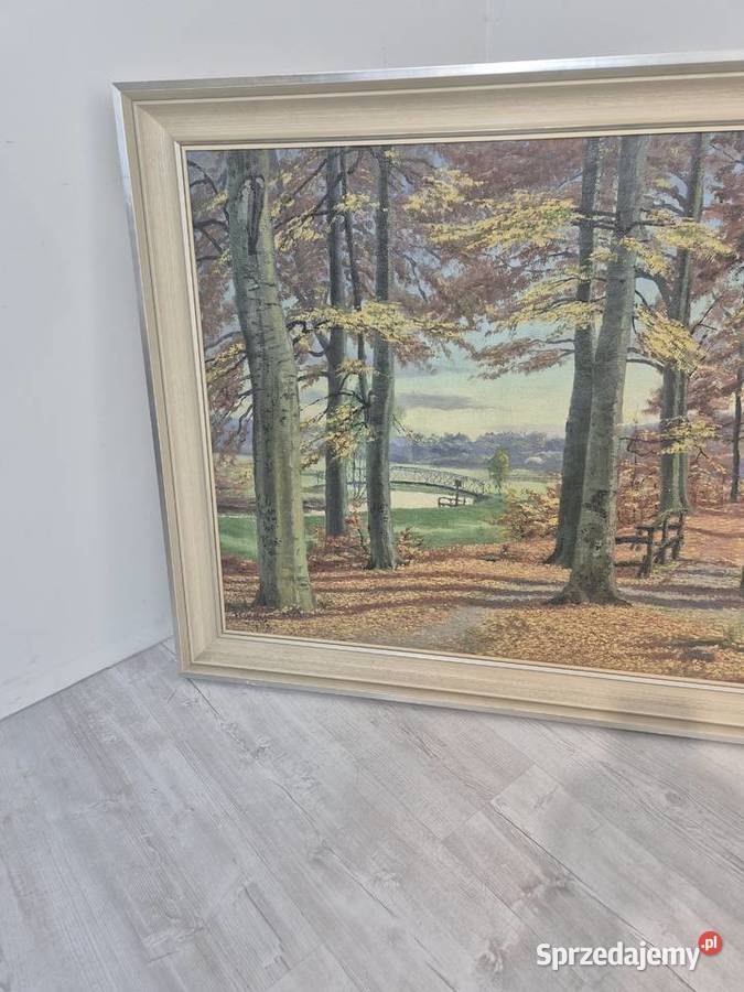 obraz olej na putnie sygnowany 1931 r Poddębice