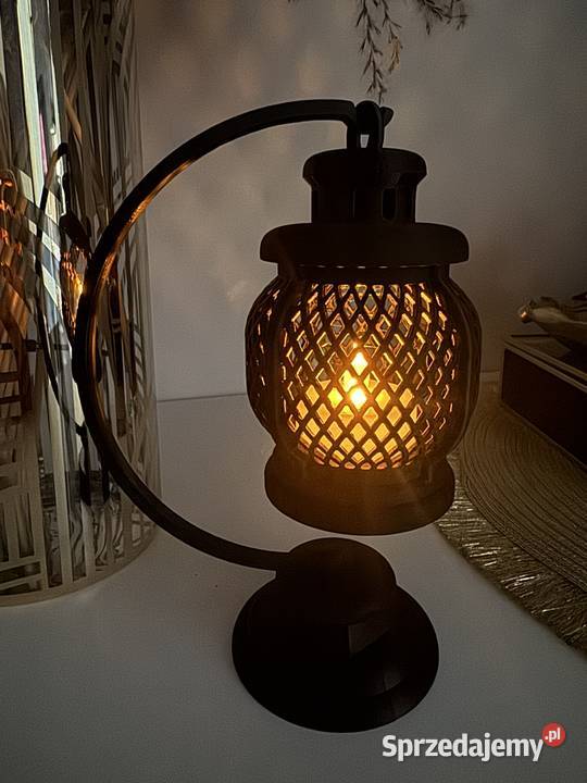 Stylowa czarna lampionowa latarnia LED świecznik mazowieckie sprzedam