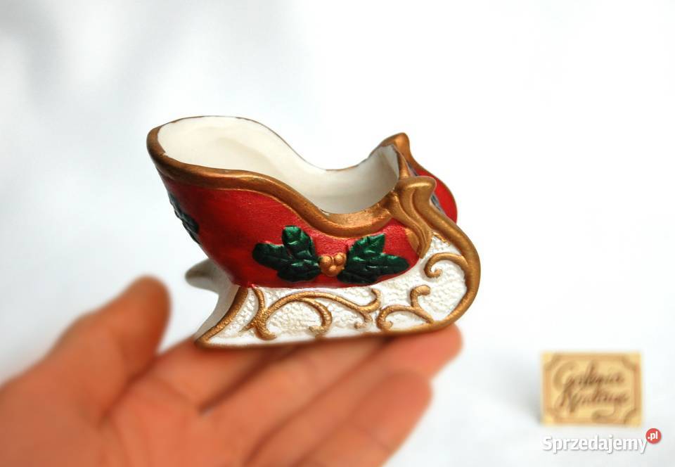 Sanie św Mikołaja ceramika sanki ozdoba