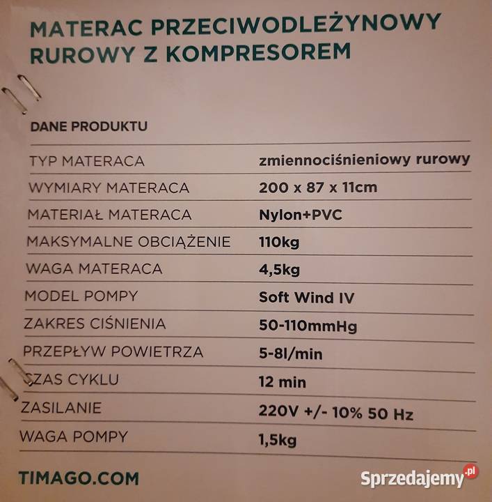 Materac rurowy przeciwodleżynowy 87cm Starogard Gdański sprzedam