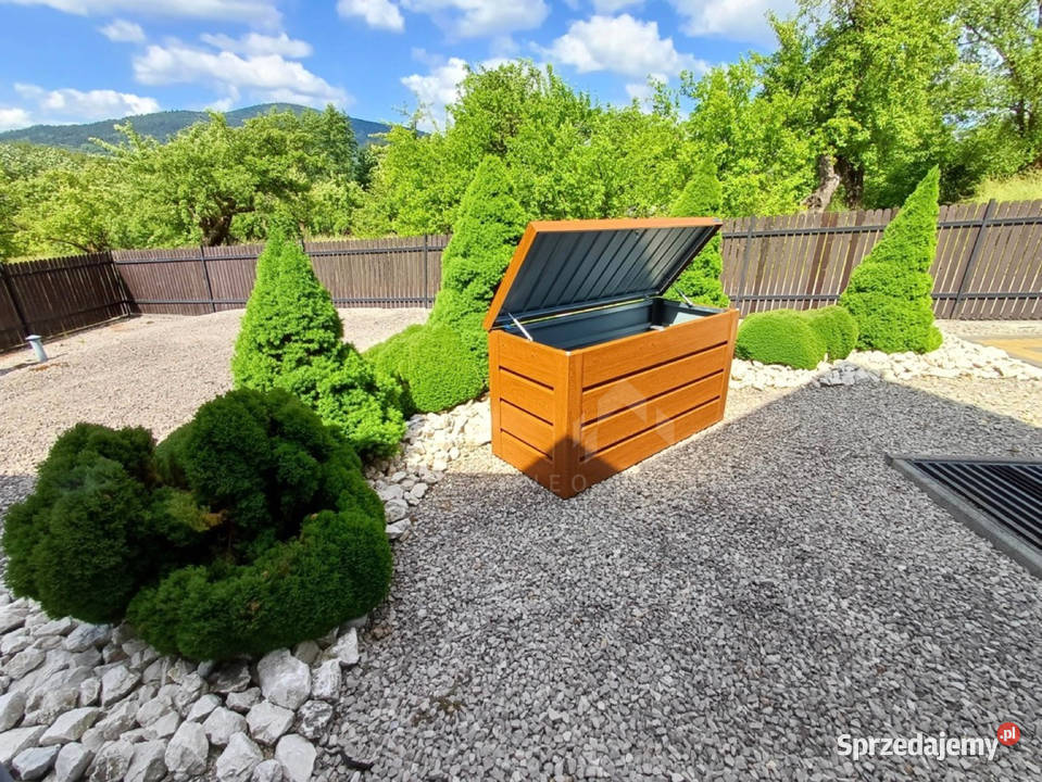 Skrzynia ogrodowa metalowa kufer 150x60x70 złoty Pozostałe Sanok