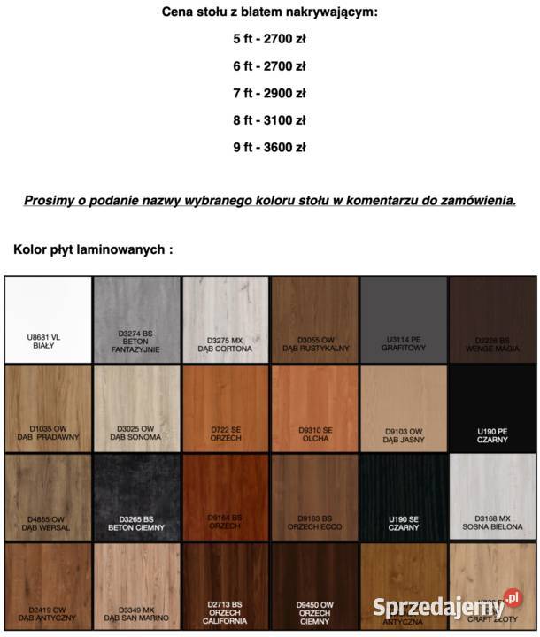 Stół bilardowy Klasyk z blatem nakrywającym 6 ft Bydgoszcz