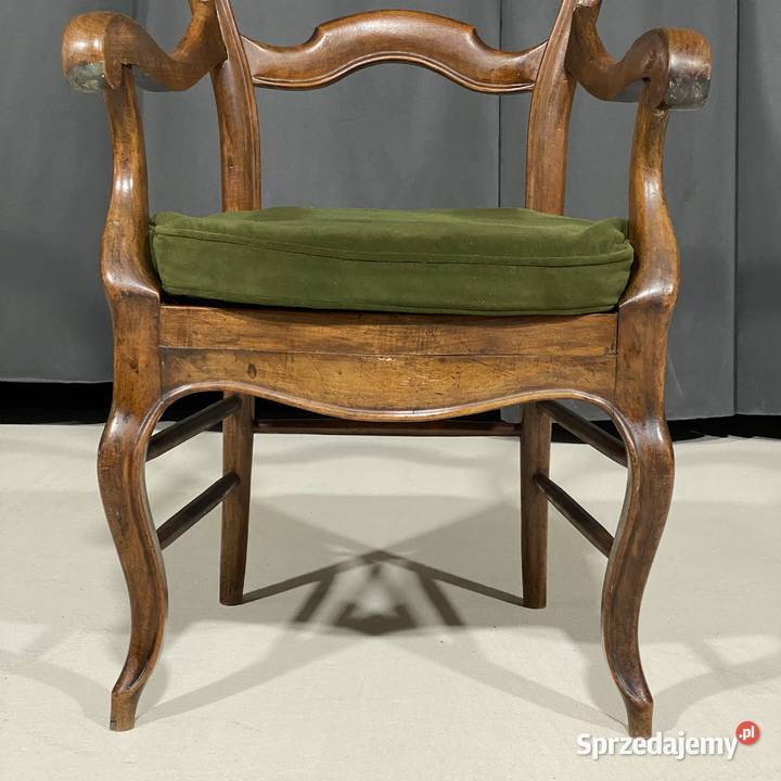 Fotel stylowy z rafią orzech Budno