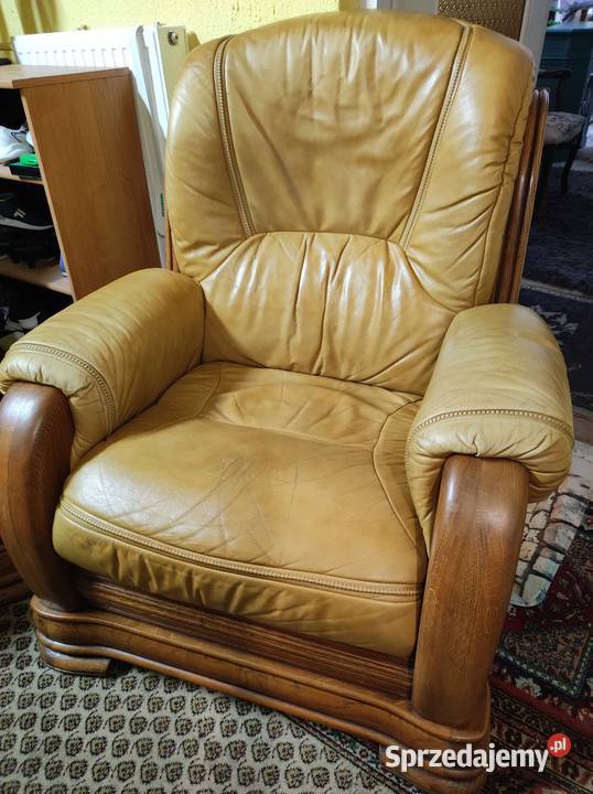 Fotele dębowe skórzane Łagiewniki