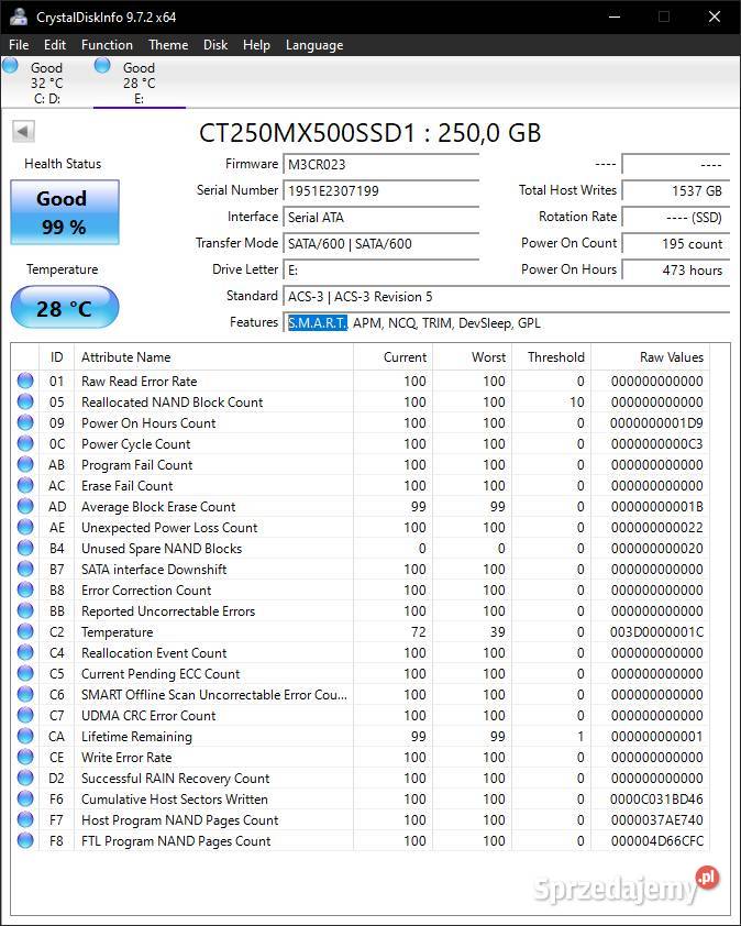 Crucial MX500 250GB SSD 25 SATA III Poznań