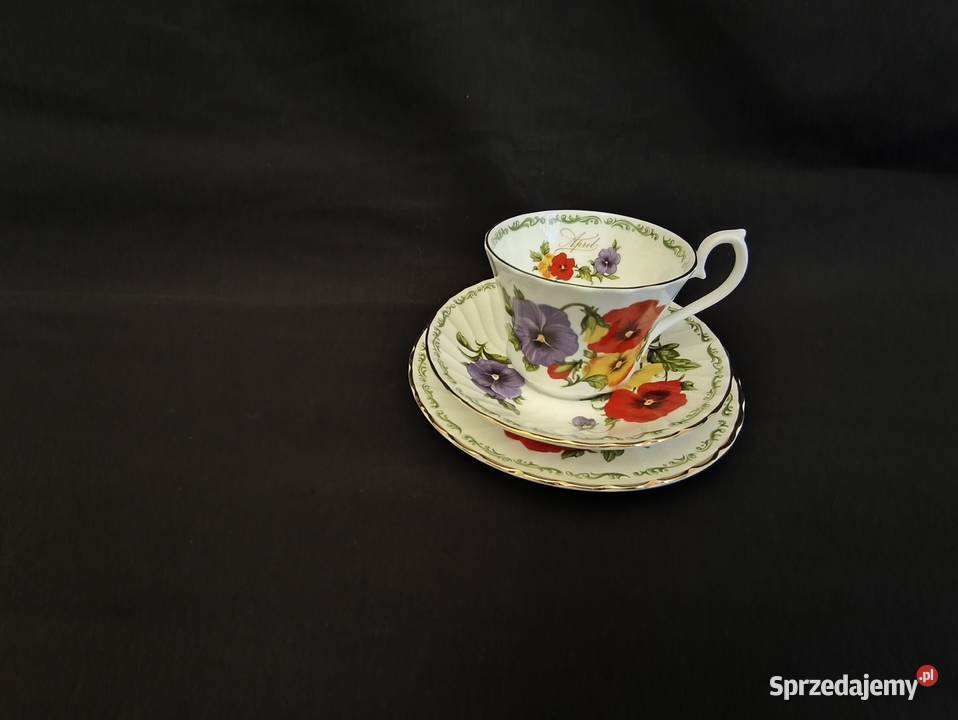 Zestaw kawowy trio angielskie Royal Kwiecień Chełm