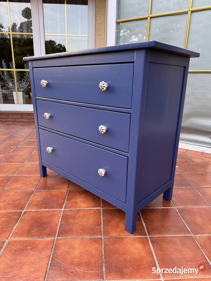 Komoda drewniana z szufladami granatowa szafka Garwolin