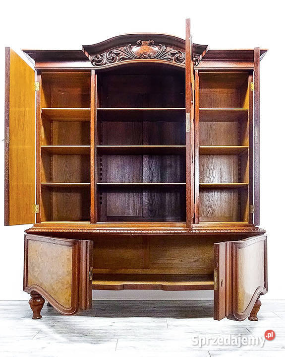 Wysoka drewniana WITRYNA na nóżkach BIBLIOTECZKA Kalisz