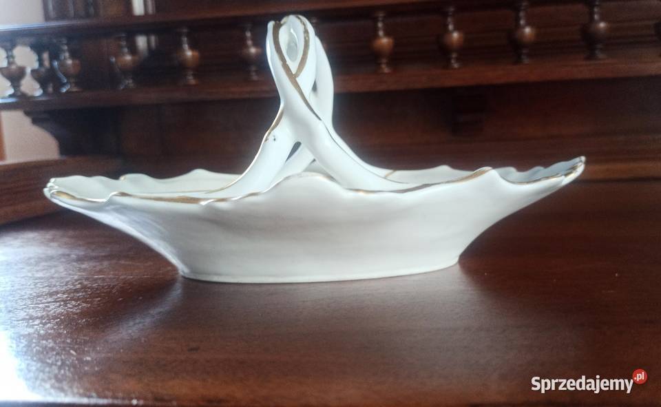 Paterka koszyczek Biała porcelanka z szaroscią