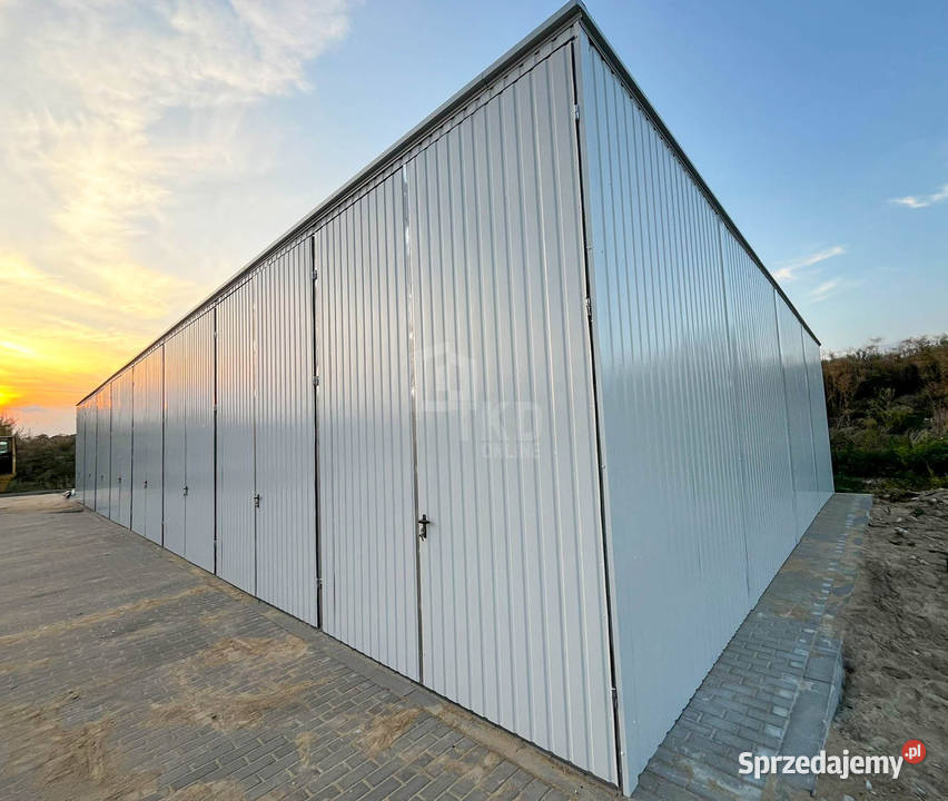 Hala blaszana 24x8m 8x brama dwuskrzydłowa biały Łuków