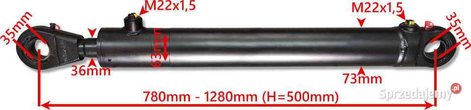 SIŁOWNIK CYLINDER HYDRAULICZNY TŁOK TUR SKOK 500 Solec Kujawski