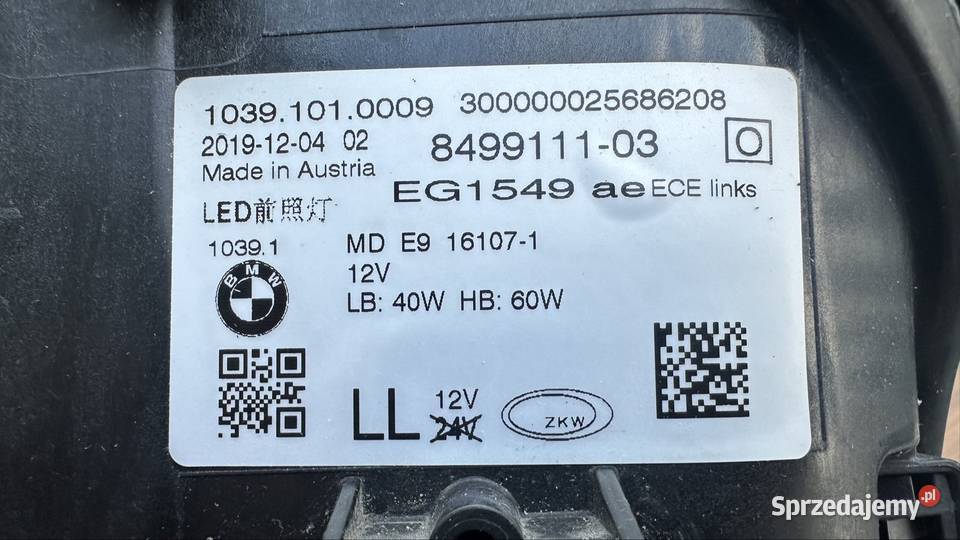 Zestaw reflektorów BMW 5 G3031 LED USA