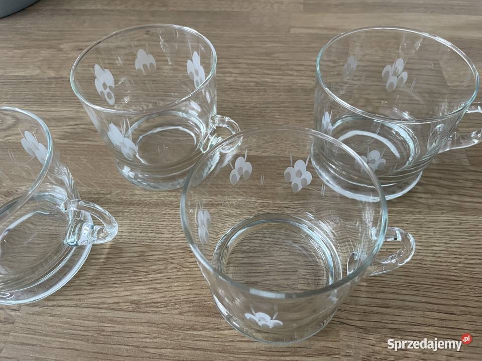 szklana filiżanka grube dno szlifowane szkło Pruszcz Gdański