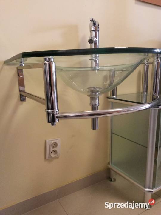 Szklana umywalka 6330 z baterią i szafką z Łódź