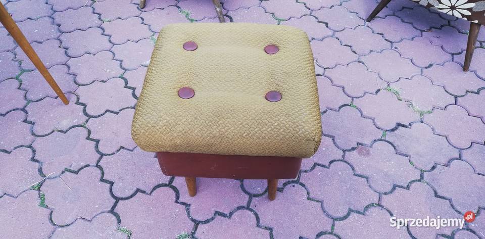 Pufa PRL art deco siedzisko patyczak Garwolin