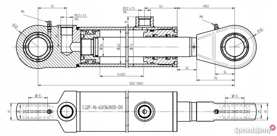Siłownik Hydrauliczny 63x36 Skok 800 Mocowania Pozostałe Solec Kujawski