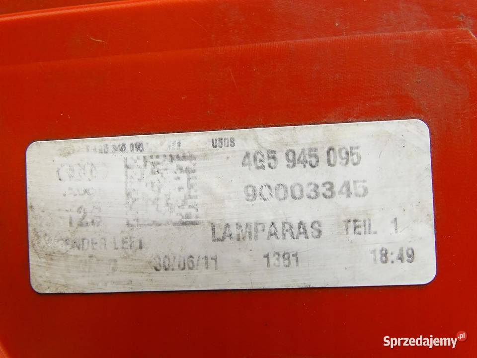 LAMPA LEWA LEWY TYŁ TYLNA W BŁOTNIK AUDI A6 C7
