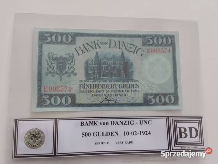 WOLNE MIASTO GDAŃSK 500 gulden 1924 UNC seria E Białystok
