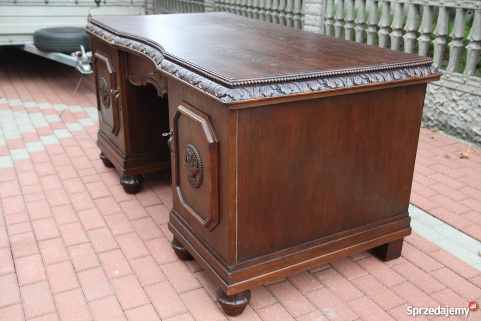 Biurko dębowe stareantyk dwustronne odnowione Swarzędz