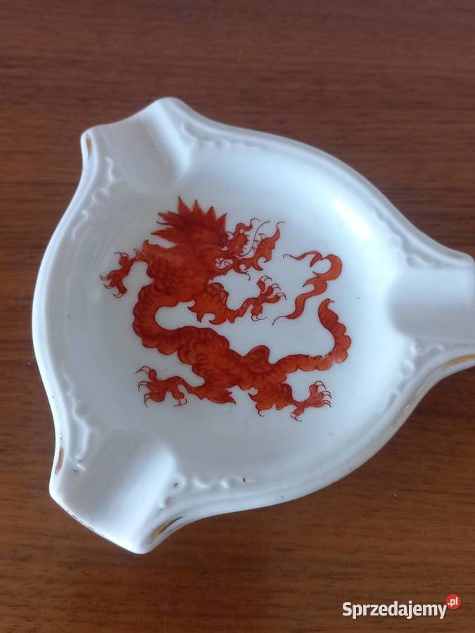 Popielniczka PGH Meissen Miśnia Czerwony Smok