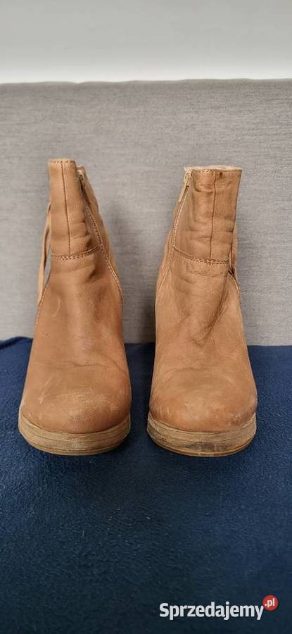 Brązowe botki RESERVED 37 skórzane botki na Wojkowice Kościelne