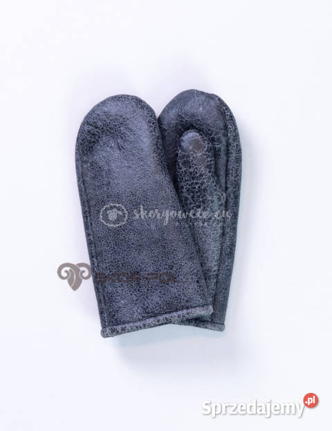 Szare stalowe skórzane rękawiczki męskie ze małopolskie