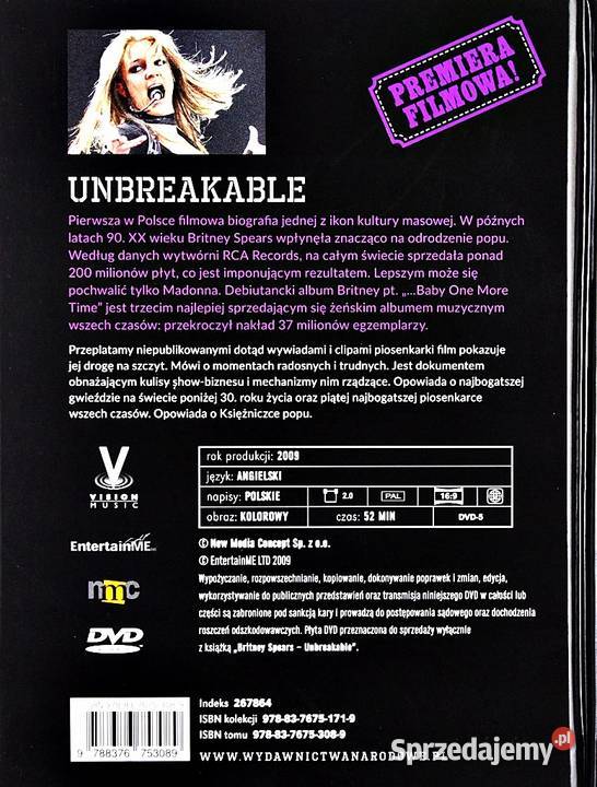 BRITNEY SPEARS UNBREAKABLE LEGENDY MUZYKI DVD Kalisz