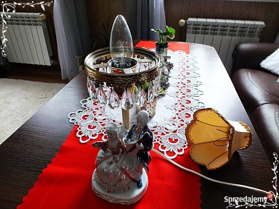 Stara porcelanowa lampka nocna z kryształami lubuskie Żary